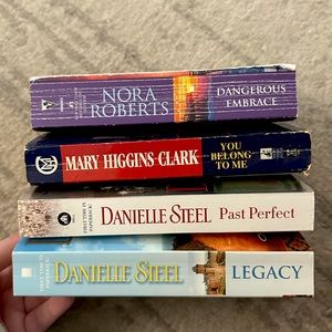 Nora Roberts, Danielle Steele & Mary Higgins Clark Book Stack